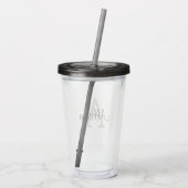 Gepersonaliseerde naam Monogram Black White Acryl Drinkbeker (Achterkant)
