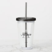 Gepersonaliseerde naam Monogram Black White Acryl Drinkbeker (Voorkant)