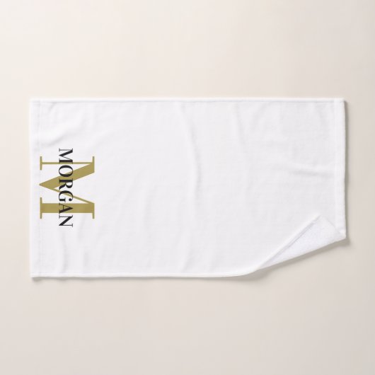 Gepersonaliseerde naam Monogram Black White Handdoek (Handdoek)