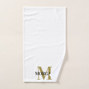 Gepersonaliseerde naam Monogram Black White Handdoek