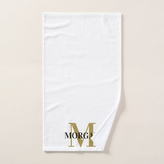 Gepersonaliseerde naam Monogram Black White Handdoek (Handdoek)