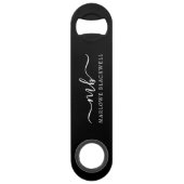 Gepersonaliseerde naam Monogram Black White Speed Flessenopener (Voorkant)