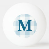 Gepersonaliseerde naam Monogram Blue Gingham Check Pingpongbal (Achterkant)