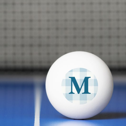 Gepersonaliseerde naam Monogram Blue Gingham Check Pingpongbal (Net)