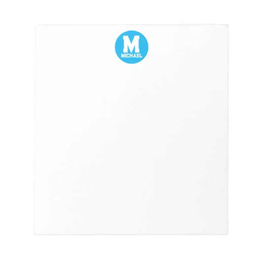 Gepersonaliseerde naam Monogram Blue Logo Notitieblok (Voorkant)