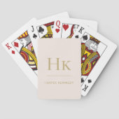 Gepersonaliseerde naam Monogram Blush Pink Gold Pokerkaarten (Achterkant)