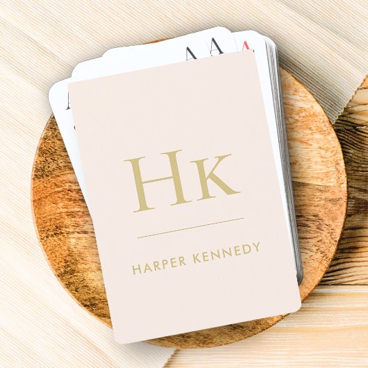 Gepersonaliseerde naam Monogram Blush Pink Gold Pokerkaarten