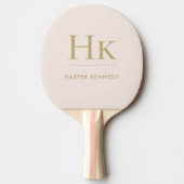 Gepersonaliseerde naam Monogram Blush Pink Gold Tafeltennisbatje (Voorkant)