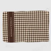 Gepersonaliseerde naam Monogram Brown Houndstooth Golfhanddoek (Horizontaal)