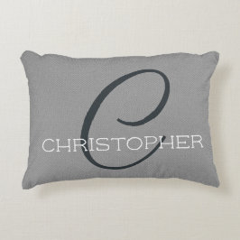 Gepersonaliseerde naam Monogram C Initiaal Zwart G Accent Kussen