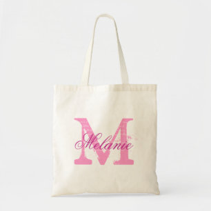 Gepersonaliseerde naam monogram canvas tas in roze