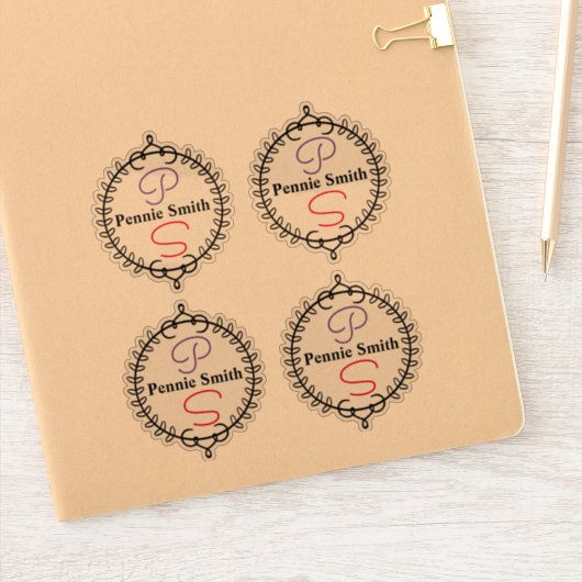 Gepersonaliseerde naam Monogram Clear Vinyl Sticke Sticker (Notitieboek)