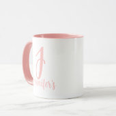 Gepersonaliseerde naam Monogram Elegant Roze Scrip Mok (Voorkant links)