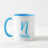 Gepersonaliseerde naam Monogram Elegante Blauwe Ty Mok (Links)