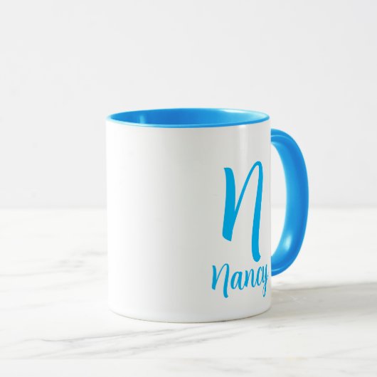 Gepersonaliseerde naam Monogram Elegante Blauwe Ty Mok (Voorkant rechts)