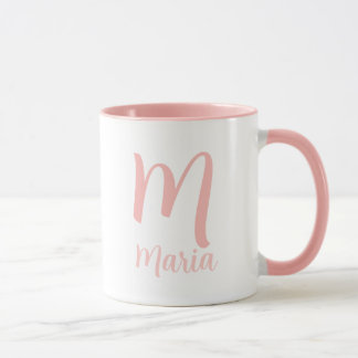 Gepersonaliseerde naam Monogram Elegante roze typo Mok