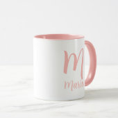 Gepersonaliseerde naam Monogram Elegante roze typo Mok (Voorkant rechts)