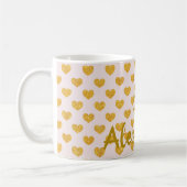 Gepersonaliseerde naam Monogram Gold Harten roze Koffiemok (Links)