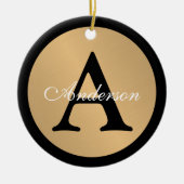 Gepersonaliseerde naam Monogram Gold Metallic Butt Keramisch Ornament (Voorkant)