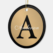 Gepersonaliseerde naam Monogram Gold Metallic Butt Keramisch Ornament (Links)