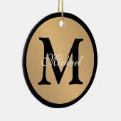 Gepersonaliseerde naam Monogram Gold Metallic Butt Keramisch Ornament (Rechts)