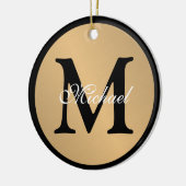 Gepersonaliseerde naam Monogram Gold Metallic Butt Keramisch Ornament (Links)