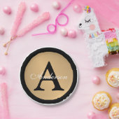 Gepersonaliseerde naam Monogram Gold Metallic Butt Papieren Bordje (Feest)