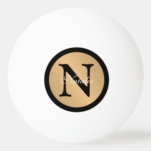 Gepersonaliseerde naam Monogram Gold Metallic Butt Pingpongbal (Voorkant)