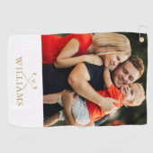 Gepersonaliseerde naam Monogram Gold Photo Golfhanddoek (Horizontaal)