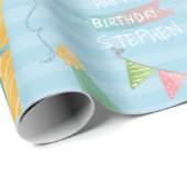 Gepersonaliseerde naam Monogram happy Birthday Pat Cadeaupapier (Rol Hoek)