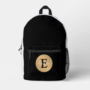 Gepersonaliseerde naam Monogram in Circle Button C Bedrukte Rugzak