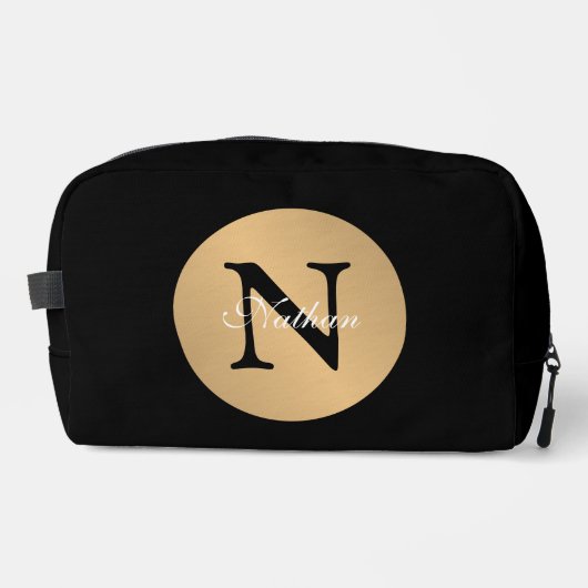 Gepersonaliseerde naam Monogram in Circle Button C Toilettasje (Voorkant)
