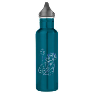 Gepersonaliseerde naam Monogram Lotus Blauwgroen G Waterfles