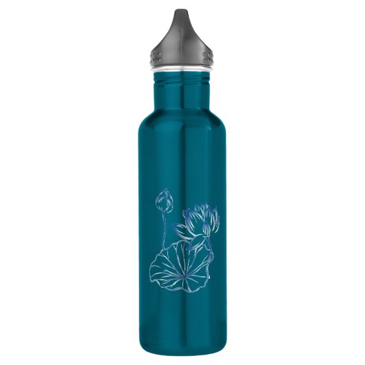 Gepersonaliseerde naam Monogram Lotus Blauwgroen G Waterfles (Links)