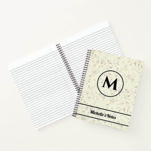 Gepersonaliseerde naam Monogram Marble Spiral Noti Notitieboek (Binnen)