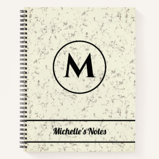 Gepersonaliseerde naam Monogram Marble Spiral Noti Notitieboek