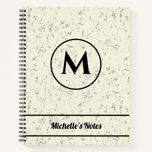 Gepersonaliseerde naam Monogram Marble Spiral Noti Notitieboek (Voorkant)