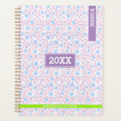 Gepersonaliseerde naam & Monogram Paarse Bloemen Planner (Voorkant)