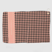 Gepersonaliseerde naam Monogram Perzik Houndstooth Golfhanddoek (Horizontaal)