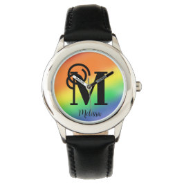 Gepersonaliseerde naam Monogram Rainbow Horloge