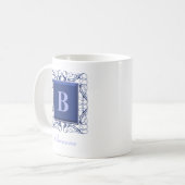 Gepersonaliseerde naam Monogram Regal Style (Blauw Koffiemok (Voorkant links)