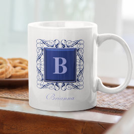 Gepersonaliseerde naam Monogram Regal Style (Blauw Koffiemok