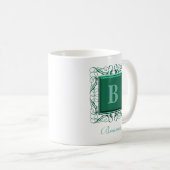 Gepersonaliseerde naam Monogram Regal Style (Groen Koffiemok (Voorkant rechts)