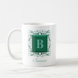 Gepersonaliseerde naam Monogram Regal Style (Groen Koffiemok