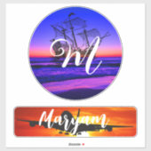 Gepersonaliseerde naam & monogram, reiskoffer sticker (Vel)