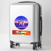 Gepersonaliseerde naam & monogram, reiskoffer sticker (Koffer)