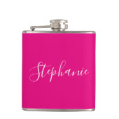 Gepersonaliseerde naam Monogram roze Bachelorette Heupfles (Voorkant)