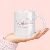 Gepersonaliseerde naam ~ monogram roze tweekleurige koffiemok