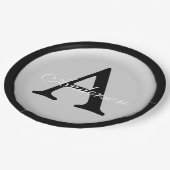 Gepersonaliseerde naam Monogram Silver Metallic Bu Papieren Bordje (Gekanteld)