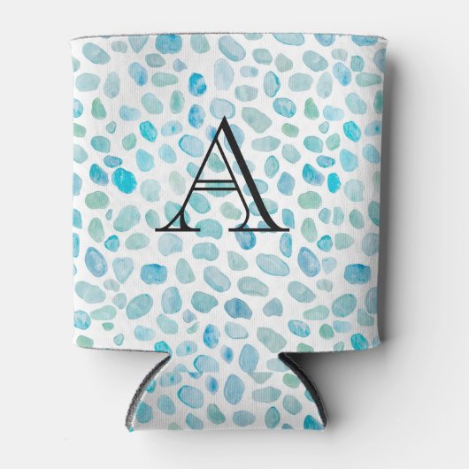 Gepersonaliseerde naam Monogram Zee Glass Blikjeskoeler (Voorkant)